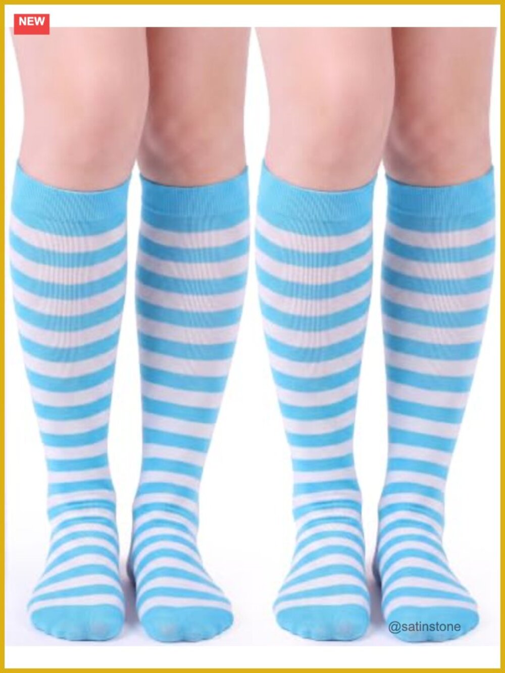 2 Pairs Striped Knee High Socks Polyester Women Cosplay